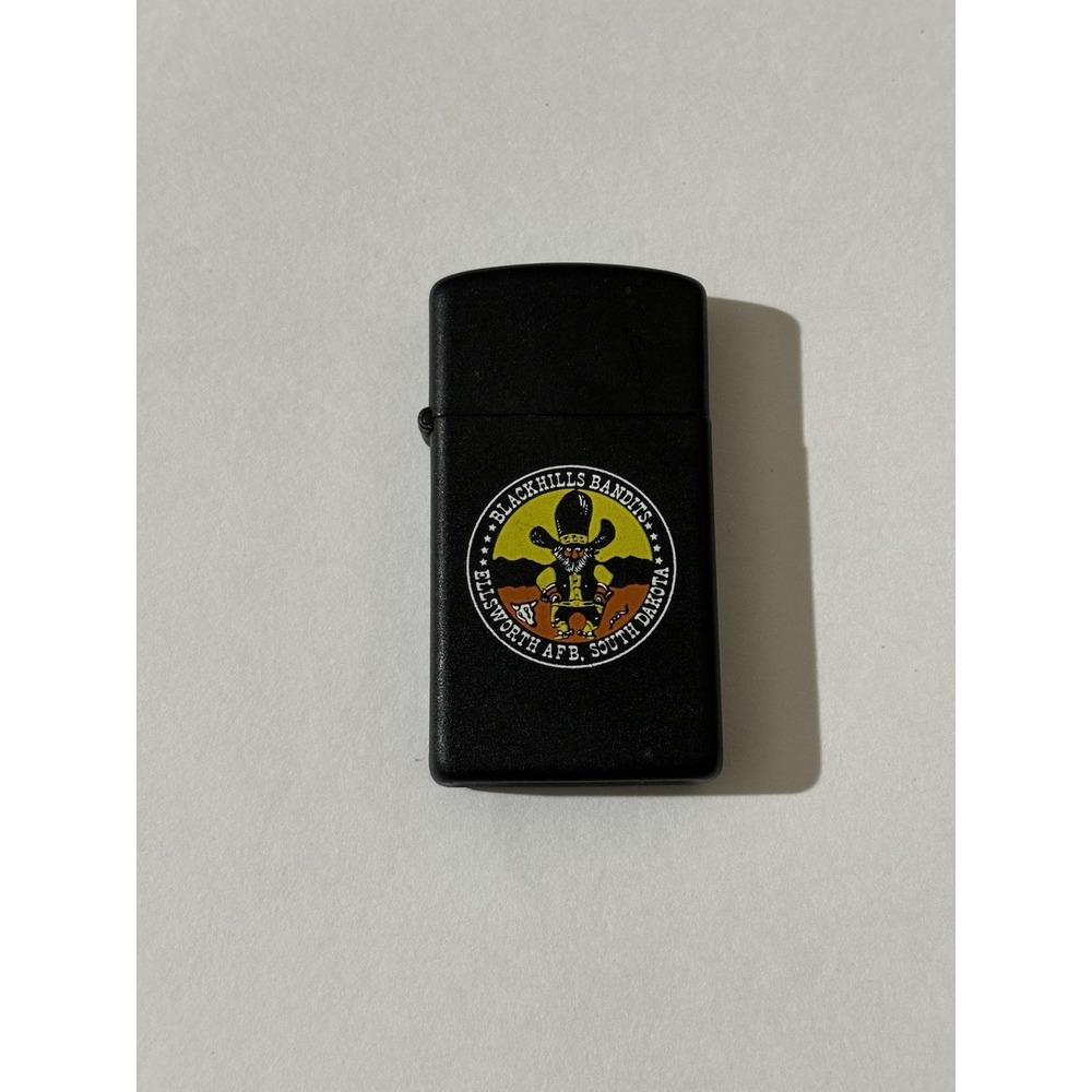 Vtg 1986 Black Hills Bandits Zippo Lighter Slim Ellsworth AFB South Dakota‎